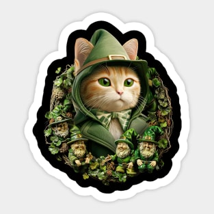 St Patricks day cat Sticker